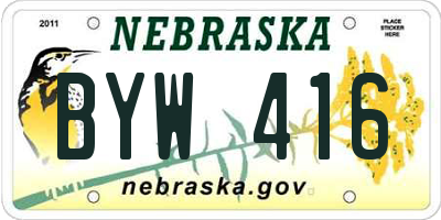 NE license plate BYW416
