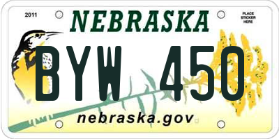 NE license plate BYW450