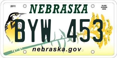 NE license plate BYW453