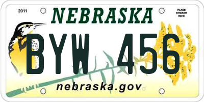 NE license plate BYW456