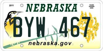 NE license plate BYW467