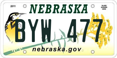 NE license plate BYW477