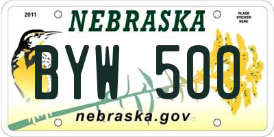 NE license plate BYW500