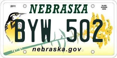 NE license plate BYW502