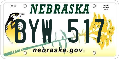 NE license plate BYW517