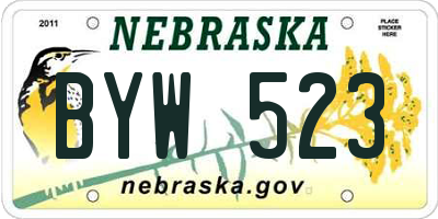 NE license plate BYW523