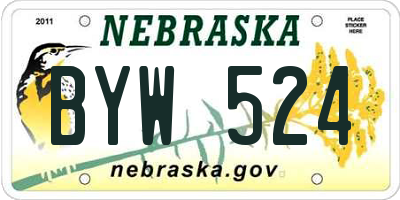 NE license plate BYW524