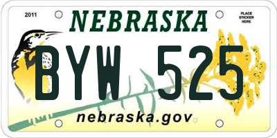 NE license plate BYW525