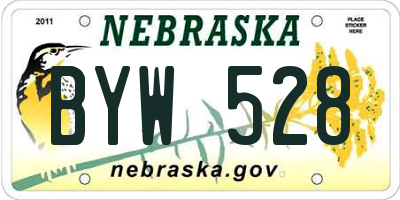 NE license plate BYW528