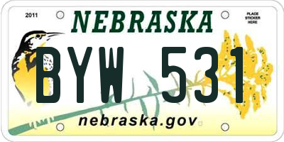 NE license plate BYW531