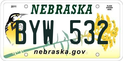 NE license plate BYW532