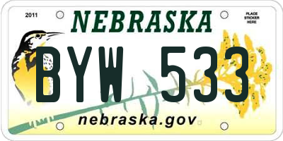 NE license plate BYW533