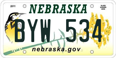 NE license plate BYW534