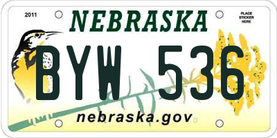 NE license plate BYW536