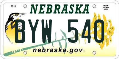 NE license plate BYW540