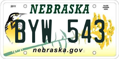 NE license plate BYW543