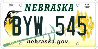 NE license plate BYW545