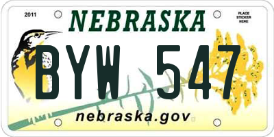 NE license plate BYW547