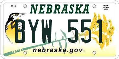 NE license plate BYW551