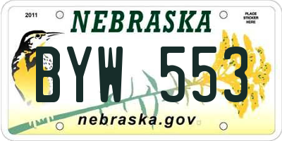 NE license plate BYW553