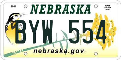 NE license plate BYW554