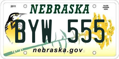 NE license plate BYW555