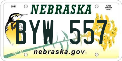 NE license plate BYW557