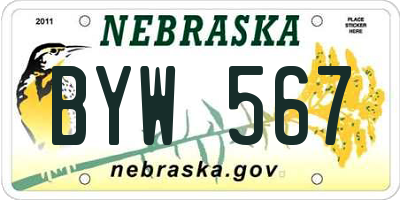 NE license plate BYW567