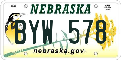 NE license plate BYW578