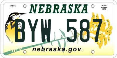 NE license plate BYW587