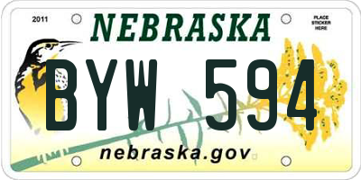 NE license plate BYW594
