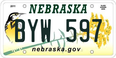 NE license plate BYW597