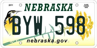 NE license plate BYW598