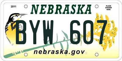 NE license plate BYW607