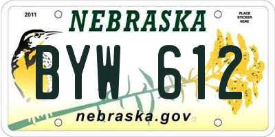 NE license plate BYW612