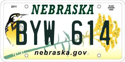 NE license plate BYW614