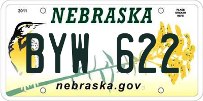 NE license plate BYW622