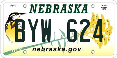 NE license plate BYW624