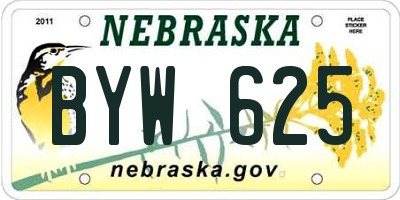 NE license plate BYW625