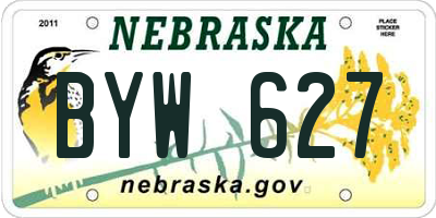 NE license plate BYW627