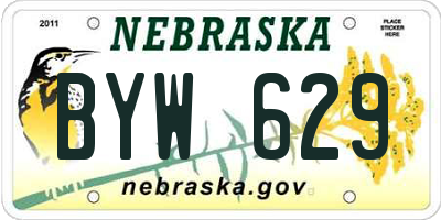 NE license plate BYW629