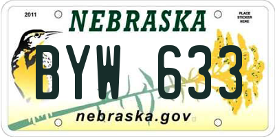 NE license plate BYW633