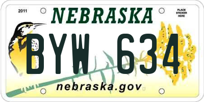 NE license plate BYW634