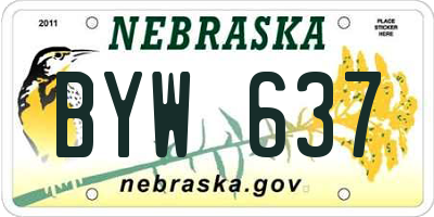 NE license plate BYW637