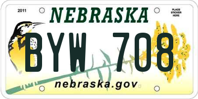 NE license plate BYW708