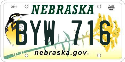 NE license plate BYW716