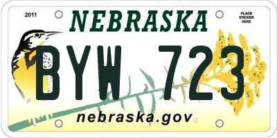 NE license plate BYW723