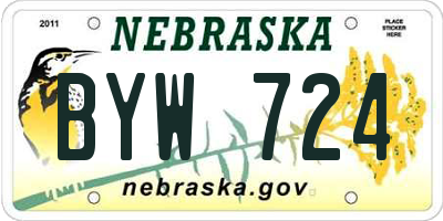 NE license plate BYW724