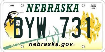 NE license plate BYW731