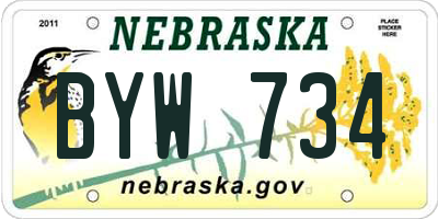NE license plate BYW734